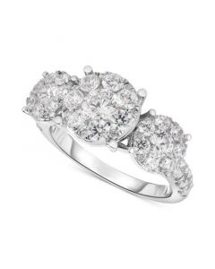 Diamond Triple Halo Cluster Engagement Ring (2 ct. t.w.) in 14k White Gold