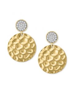 EFFY® Diamond Textured Disc Drop Earrings (1/10 ct. t.w.) in 14k Gold