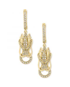 EFFY® Diamond (5/8  ct. t.w.) & Ruby (1/20 ct. t.w.) Dragon Head Drop Earrings in 14k Gold