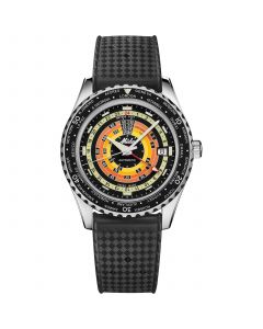 Unisex Swiss Automatic Ocean Star Decompression Worldtimer Black Rubber Strap Watch 41mm