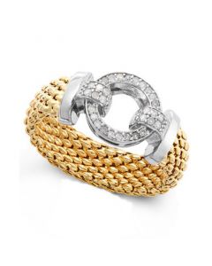 Diamond Mesh and Circle Accent Ring in Vermeil and Sterling Silver (1/5 ct. t.w.)