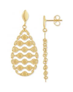 Openwork Teardrop Drop Earrings in 10k Gold