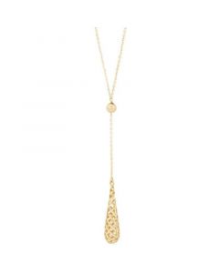 Lattice Teardrop 18" Lariat Necklace in 10k Gold