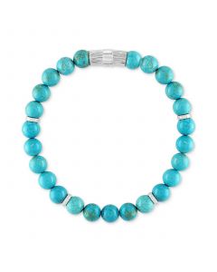 Reconstituted Turquoise Beaded Stretch Bracelet in Sterling Silver, Created for Macy's