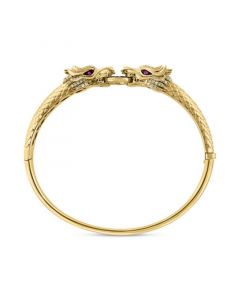 EFFY® Black & White Diamond (1/2 ct. t.w.) & Ruby (1/20 ct. t.w.) Dragon Bracelet in 14k Gold