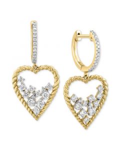 EFFY® Diamond Scattered Cluster Heart Drop Earrings (1/2 ct. t.w.) in 14k Gold