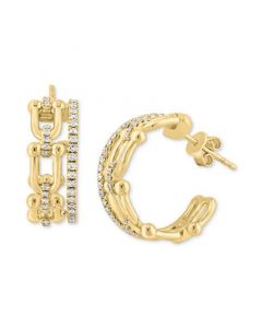 EFFY® Diamond Horsebit Small Hoop Earrings (3/8 ct. t.w.) in 14k Gold, 0.625"