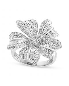 EFFY® Diamond Baguette & Round Flower Statement Ring (1-7/8 ct. t.w.) in 14k White Gold