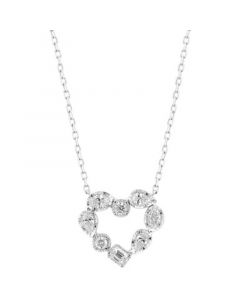 EFFY® Diamond Multi-Cut Heart 18" Pendant Necklace (1/2 ct. t.w.) in 14k White Gold