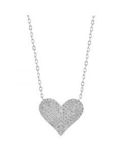 EFFY® Diamond Pavé Heart 18" Pendant Necklace (3/8 ct. t.w.) in 14k White Gold