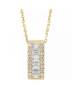 EFFY® Diamond Baguette & Round Vertical Bar 18" Pendant Necklace (1/2 ct. t.w.) in 14k Gold (Also available in 14k White Gold)