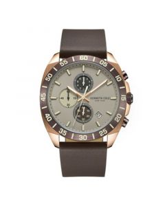 Men's Chronograph Dress Sport Brown Genuine Leather Watch 43mm