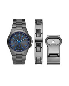 Men's Three Hand Gunmetal 43mm Watch, Bracelet and Bottle Opener Gift Set, 3 Pieces