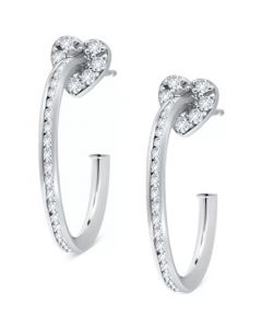 Cubic Zirconia Heart Motif Small Hoop Earrings, 0.88", Created for Macy's