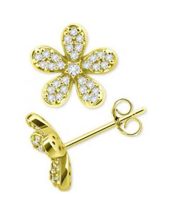 Cubic Zirconia Flower Stud Earrings in 14k Gold-Plated Sterling Silver, Created for Macy's