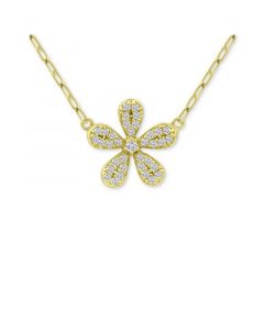 Cubic Zirconia Flower Pendant Necklace in 18k Gold-Plated Sterling Silver, 16" + 2" extender, Created for Macy's