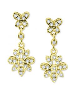 Cubic Zirconia Flower Drop Earrings in 18k Gold-Plated Sterling Silver, Created for Macy's