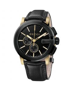 Unisex Swiss G-Chrono XL Black Leather Strap Watch 44mm YA101203