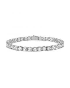 Men's Icon White Topaz (1/10 ct. t.w.) Tennis Bracelet in Sterling Silver