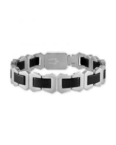 Men's Icon Black Ceramic Bracelet in Stainless Steel