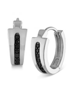 Men's Icon Black Diamond (1/6 ct. t.w.) Hoop Earrings in Sterling Silver