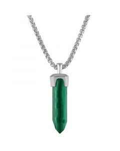 Men's Icon Malachite Pendant Necklace in Sterling Silver, 24" + 2" extender