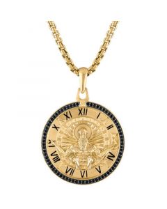 Men's Chronos God of Time Black Diamond (1/4 ct. t.w.) Pendant Necklace in 14k Gold, 24" + 2" extender