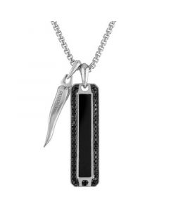 Men's Icon Black Onyx & Black Diamond (3/4 ct. t.w.) Pendant Necklace in Sterling Silver, 24" + 2" extender