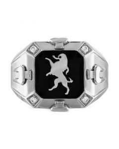 Men's Crest of Bohemia Diamond (1/20 ct. t.w.) Ring in Sterling Silver