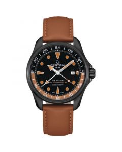 Men's Swiss Automatic DS Action GMT Brown Leather Strap Watch 43mm