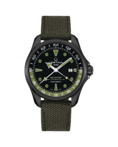 Men's Swiss Automatic DS Action GMT Green Synthetic Strap Watch 43mm