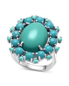 Turquoise Halo Statement Ring in Sterling Silver