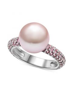 Pink Cultured Freshwater Pearl (11mm) & Pink Sapphire (1-1/2 ct. t.w.) Ring in Sterling Silver