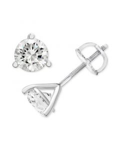 Diamond Three Prong Stud Earrings (5/8 ct. t.w.) in 14k White Gold