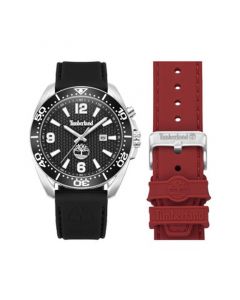 Men's Quartz Carrigan Black Silicone Watch 44mm Set