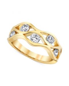 Diamond Openwork Wavy Statement Ring (1 ct. t.w.) in 14k Gold