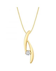 Diamond Solitaire Curve 18" Pendant Necklace (1/4 ct. t.w.) in 14k Gold