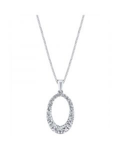 Diamond Open Oval 18" Pendant Necklace (3/8 ct. t.w.) in 14k White Gold