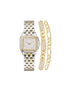 Women's Analog, Three-Hand Quartz Two Tone Metal Watch 26mm Gift Set