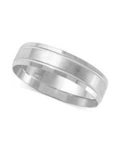 Men's Textured & Smooth Finish Band in 14k White Gold