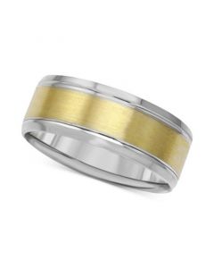 Men's Textured & Smooth Band in 14k Two-Tone Gold