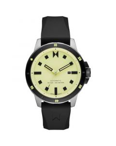 Men's Minimal Sport Automatic Black Silicone Strap Watch 45mm