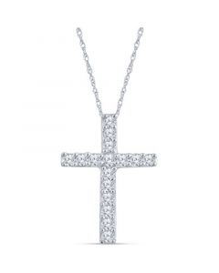 Diamond Cross 18" Pendant Necklace (1/10 ct. t.w.) in 10k White Gold