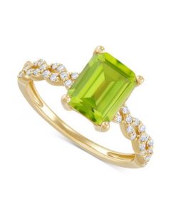 Peridot (2-1/5 ct. t.w.) & Diamond (1/6 ct. t.w.) Braided Shank Ring in 14k Gold