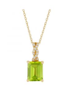 Peridot (2-1/5 ct. t.w.) & Diamond (1/20 ct. t.w.) Emerald-Cut 18" Pendant Necklace in 14k Gold