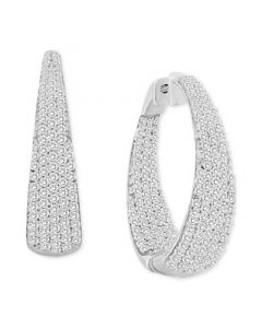 Diamond Tapered Oval Medium Hoop Earrings (3 ct. t.w.) in 10k White Gold