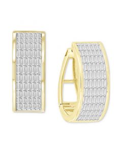 Diamond Baguette Multirow Small Hoop Earrings (3/4 ct. t.w. ) in 14k Gold