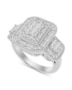 Diamond Multi-Cut Cluster Ring (3/4 ct. t.w. ) in 14k White Gold