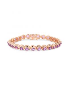 Amethyst Heart Link Bracelet (5-3/4 ct. t.w.) in Rose Gold-Plated Sterling Silver