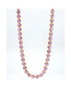 Amethyst Heart All-Around 17" Collar Necklace  (13-1/2 ct. t.w.) in Rose Gold-Plated Sterling Silver